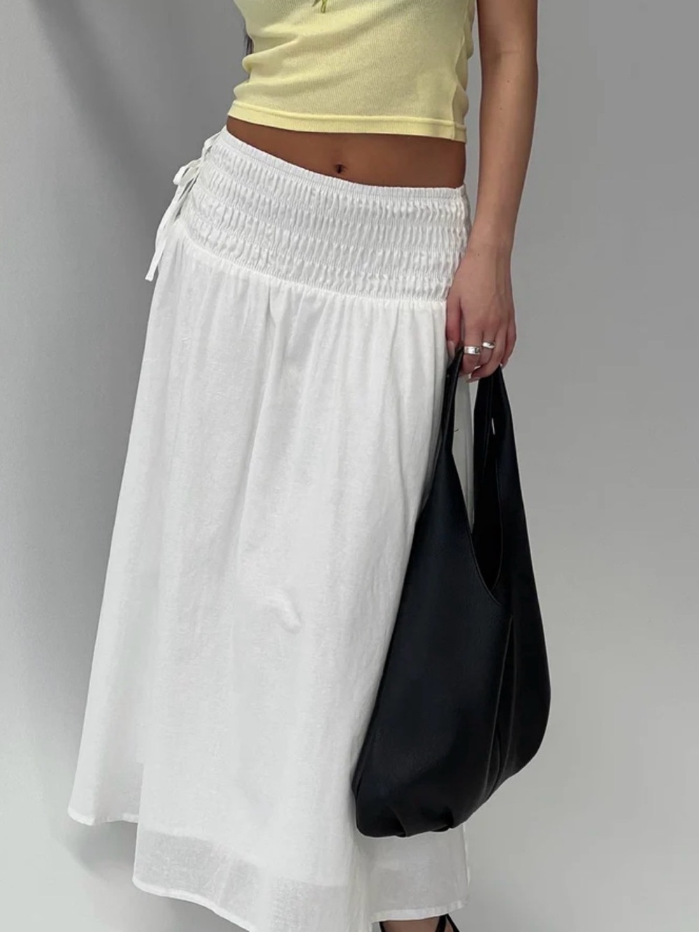 Princess Polly Vence Ruched Maxi Skirt White